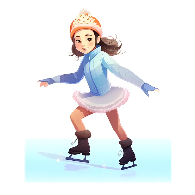 Cute Girl in Blue Skating Outfit