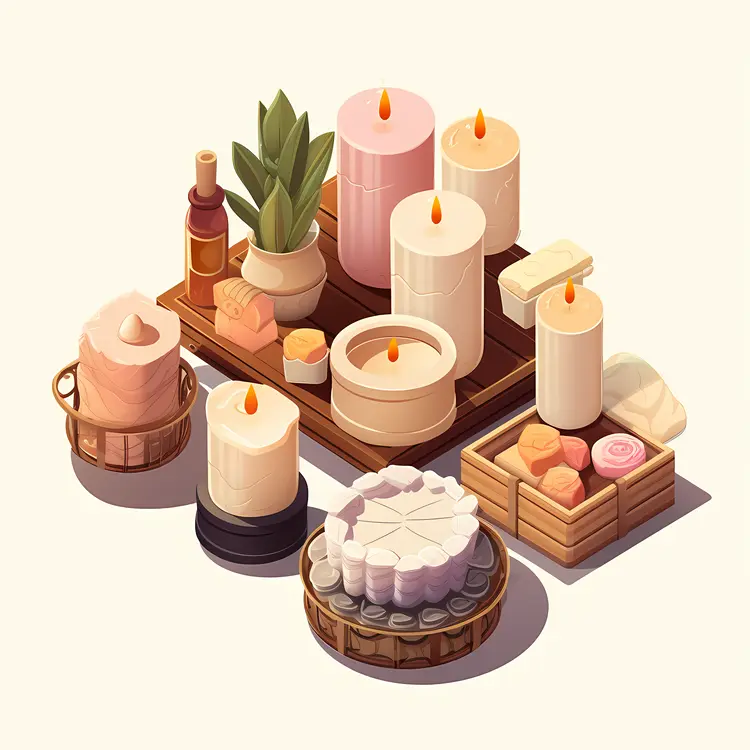 Candles and Plants on a Tray