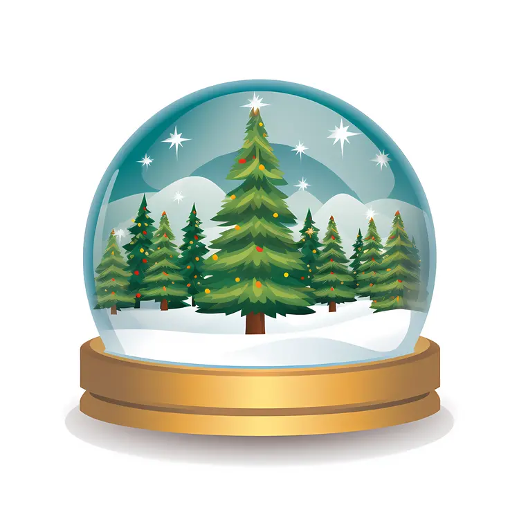 Snow Globe with Pine Trees in Snow