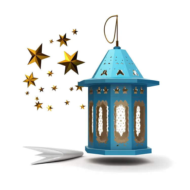 Blue Lantern with Golden Stars