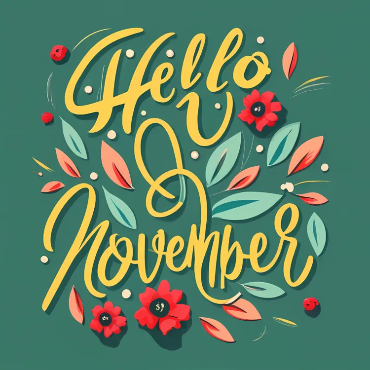 Hello November with Red Flowers