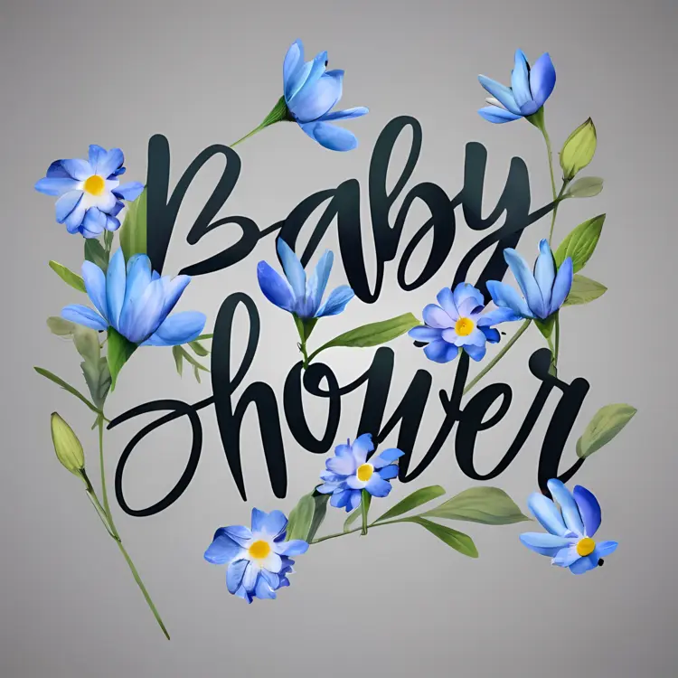 Baby Shower with Blue Floral Design