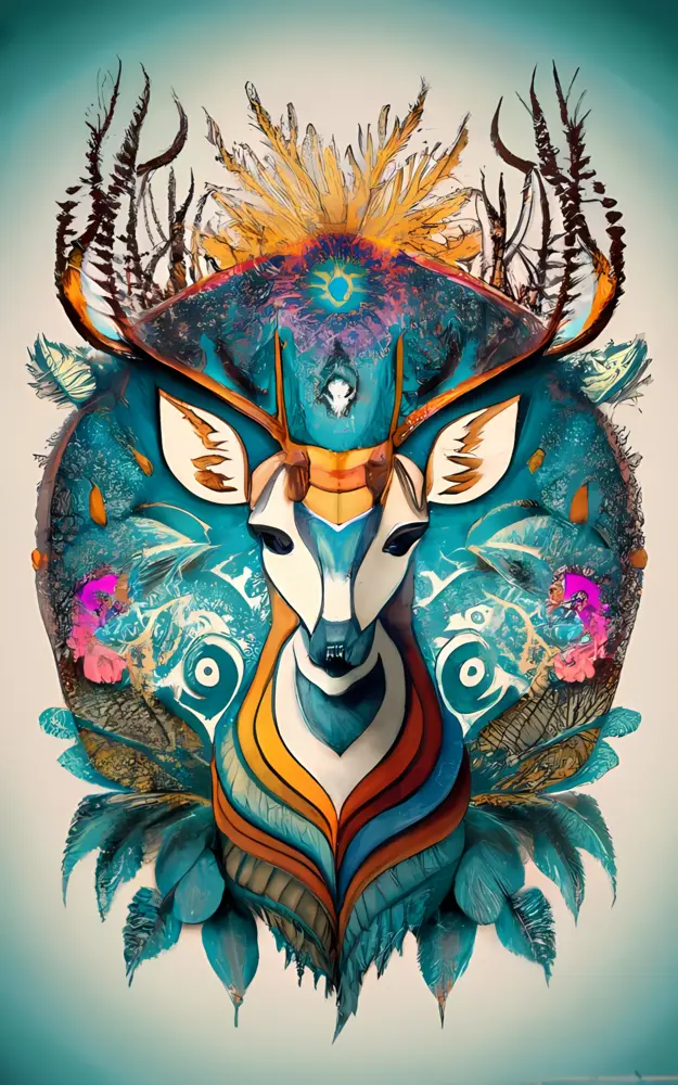 Colorful Deer with Artistic Background