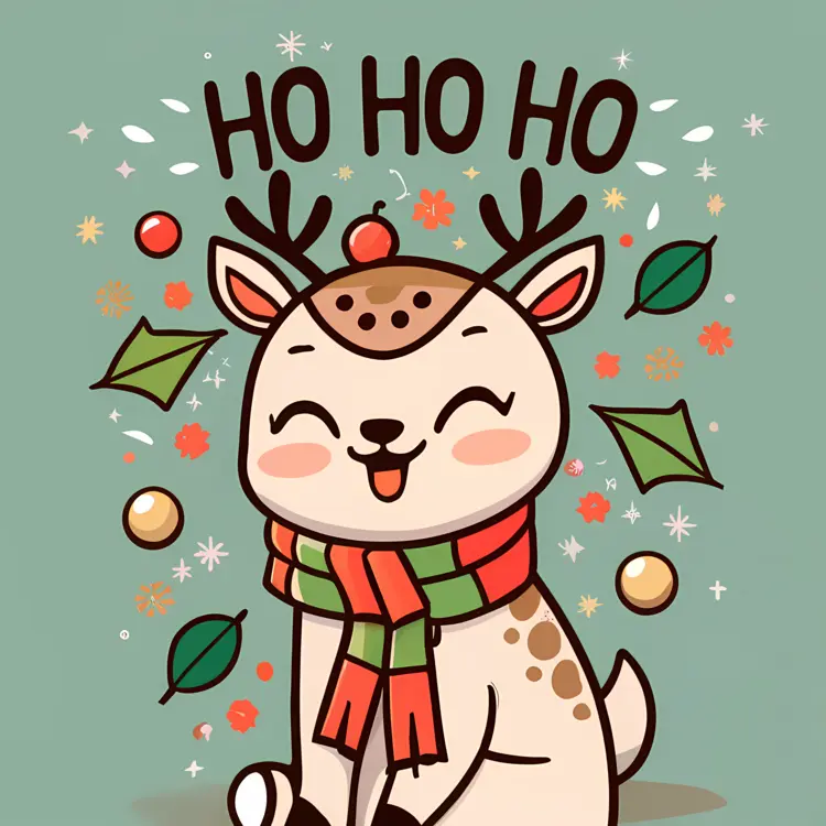 Cute Reindeer Holiday Illustration