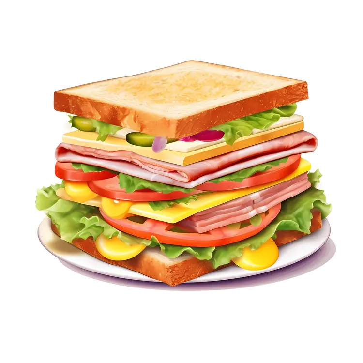 Stacked Sandwich with Ham and Cheese