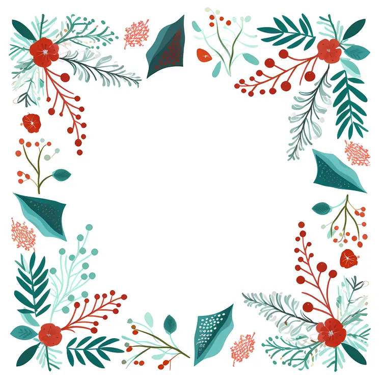 Floral and Leaves Christmas Frame