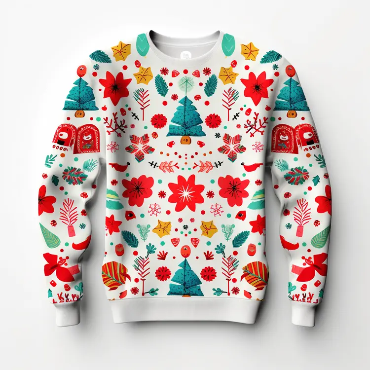Festive Christmas Sweater with Colorful Patterns