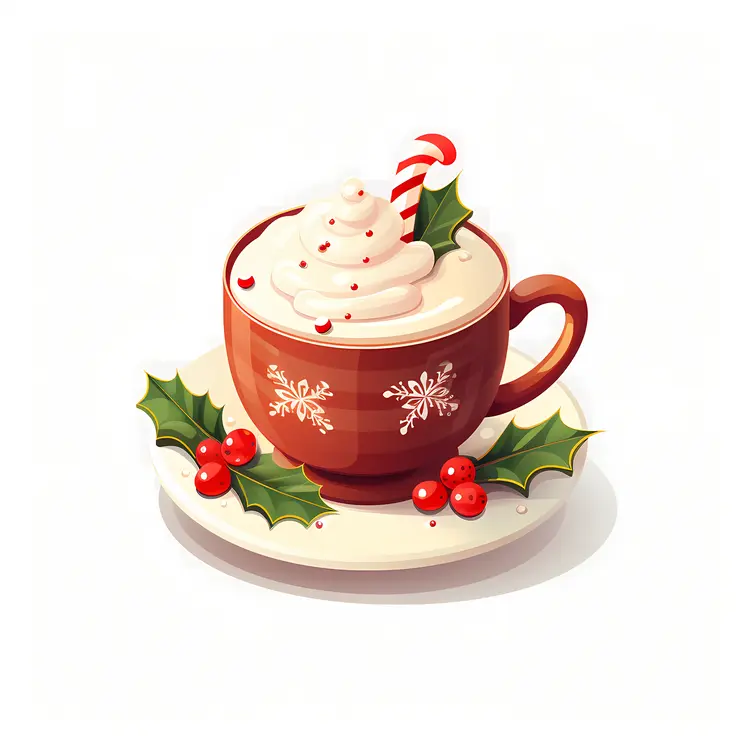 Red Cup with Holly and Whipped Cream