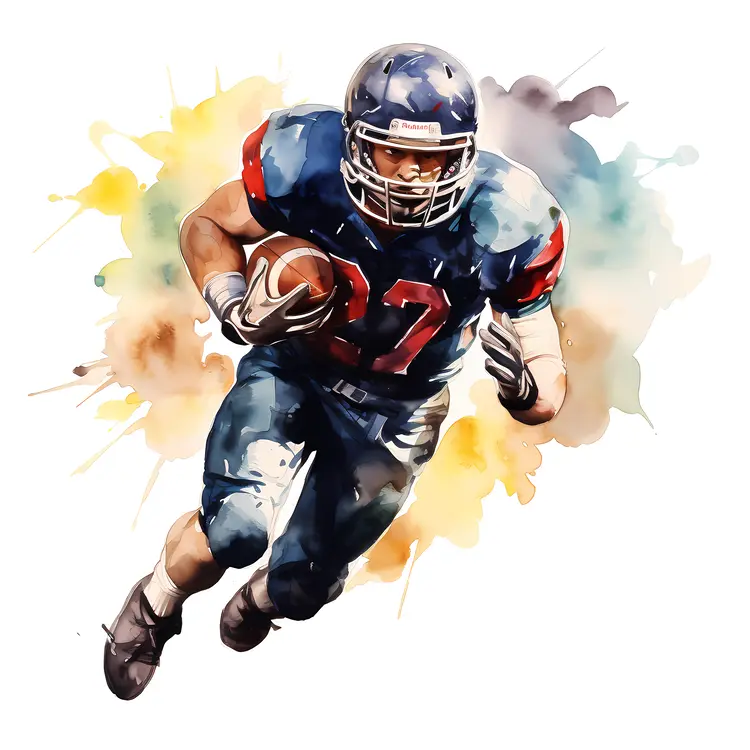 Football Player in Dark Blue Jersey