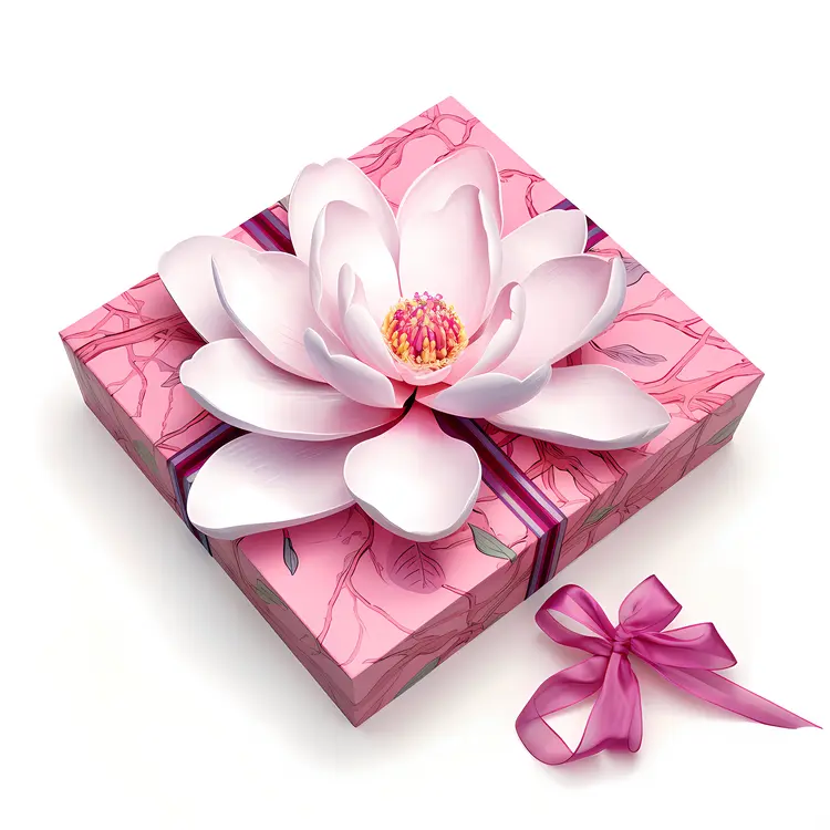 Pink Gift Box with Flower