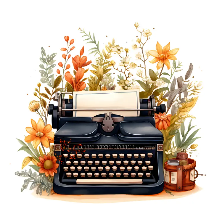 Vintage Typewriter with Flowers