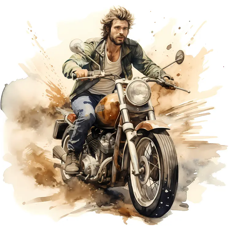 Man Riding Motorcycle in Dusty Terrain
