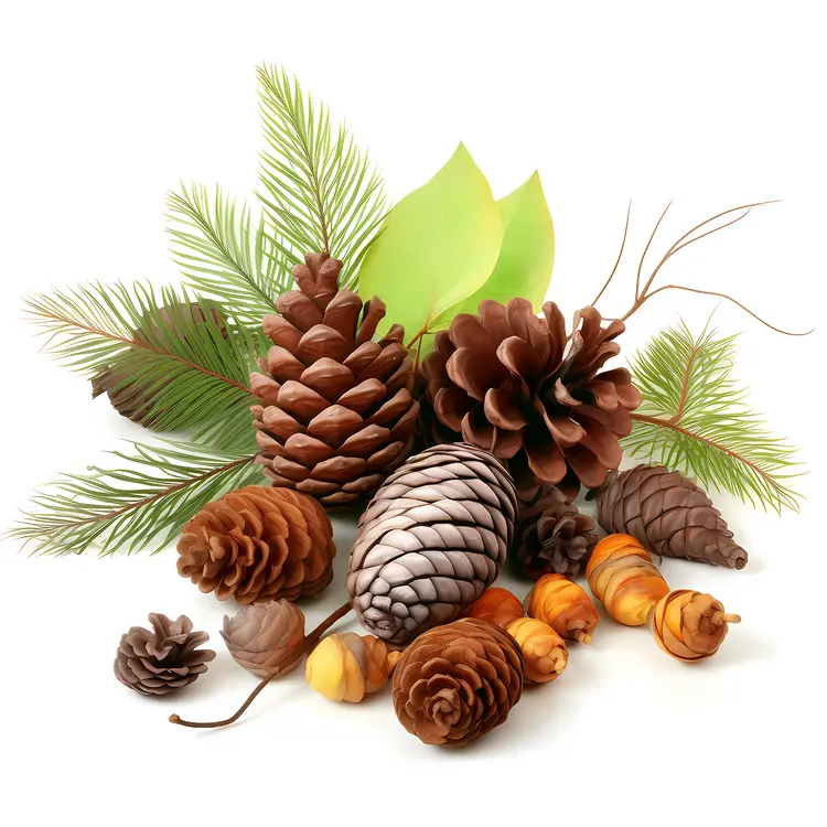 Pine Cones and Acorns for Autumn Decoration