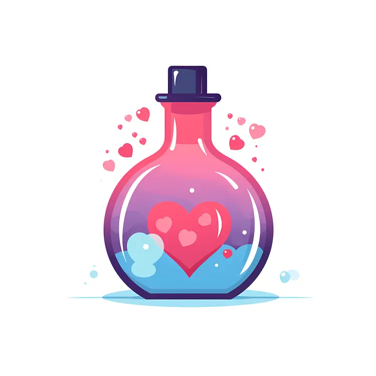Heart Potion with Blue and Pink Liquid