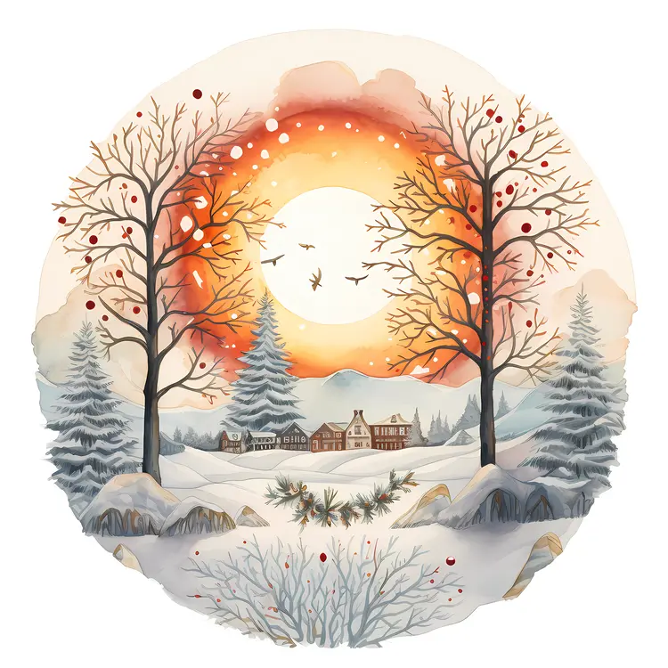 Winter Village at Sunset