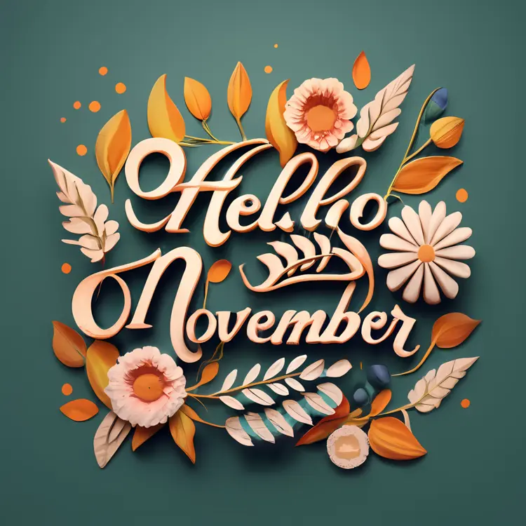 Hello November with White Flowers