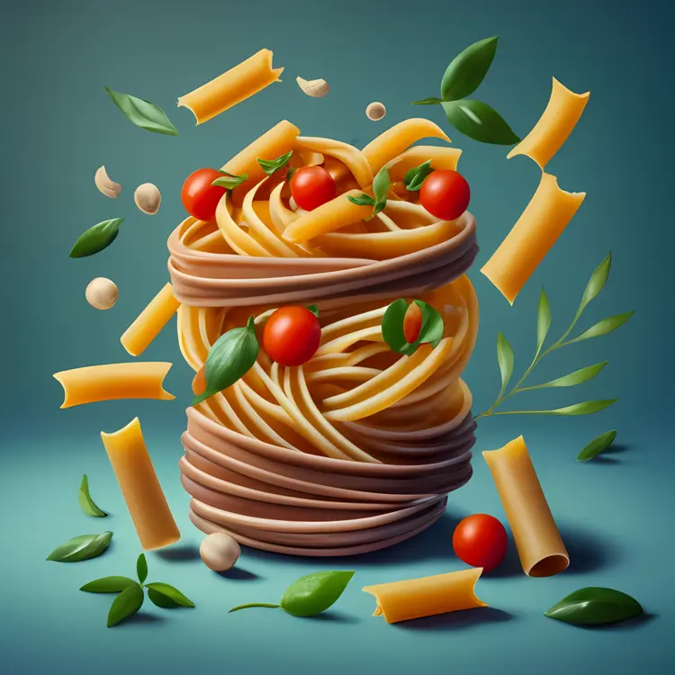 Artistic Pasta with Fresh Herbs and Tomatoes