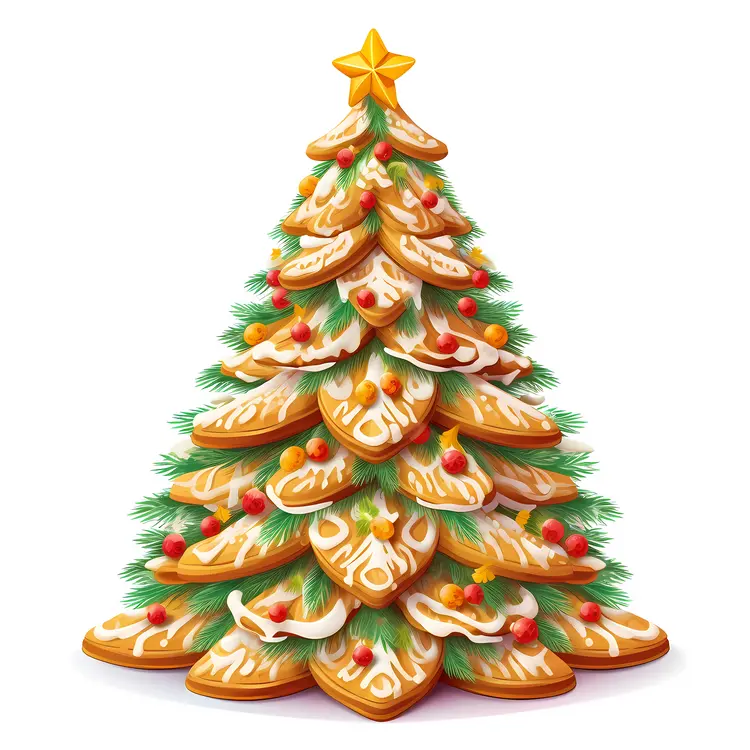 Gingerbread Christmas Tree with Colorful Decorations