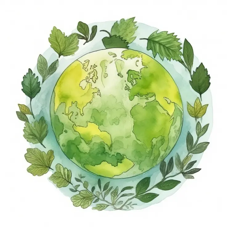 Green Earth Surrounded by Leaves