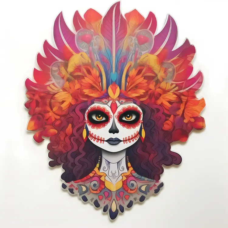 Purple Sugar Skull Art for Day of the Dead