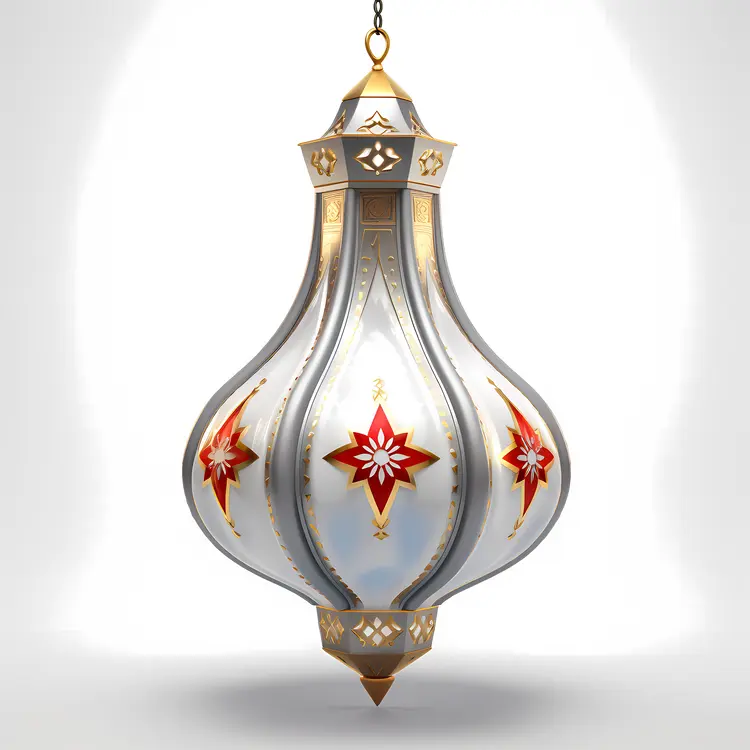 Beautiful Ornate Lantern with Red and Gold Patterns