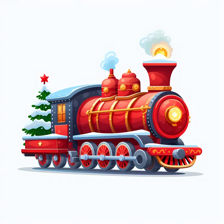 Red Steam Christmas Train
