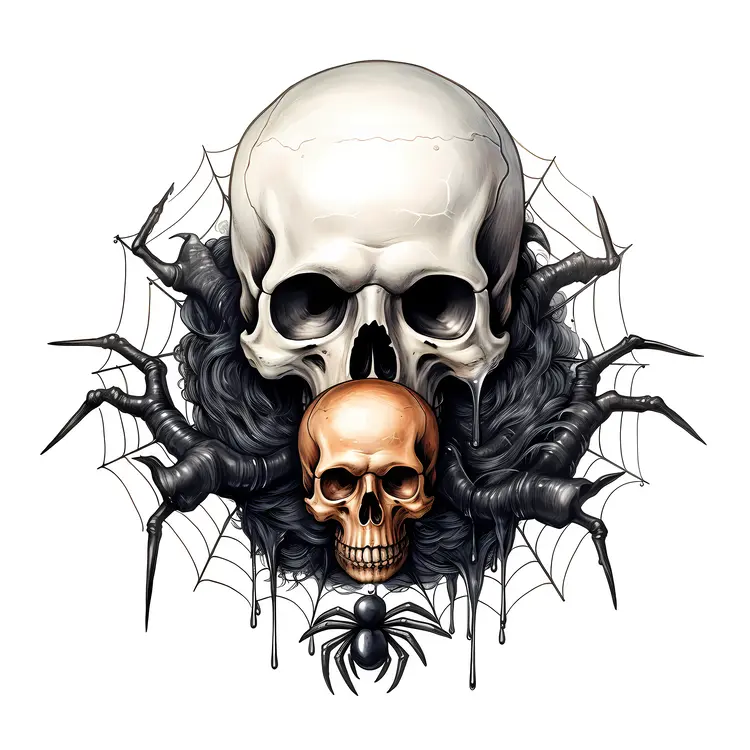 Skull with Spider and Web