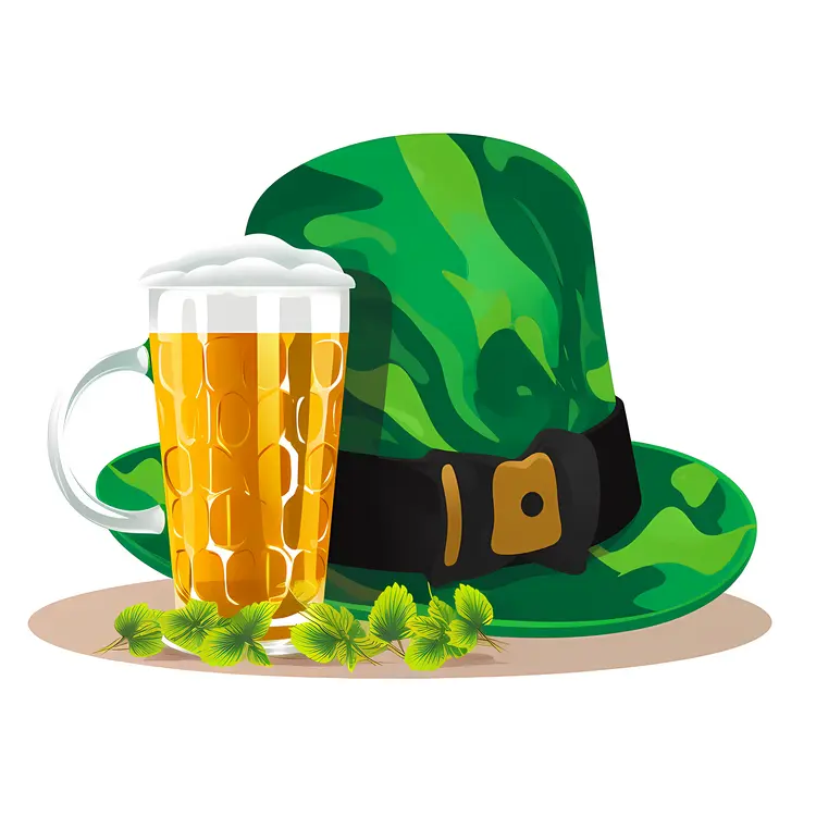 Green Hat and Beer Mug for St. Patrick's Day Celebration