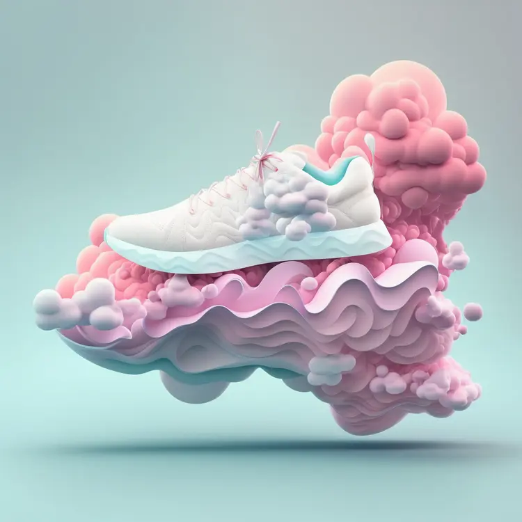 Stylish White Sneaker with Artistic Background