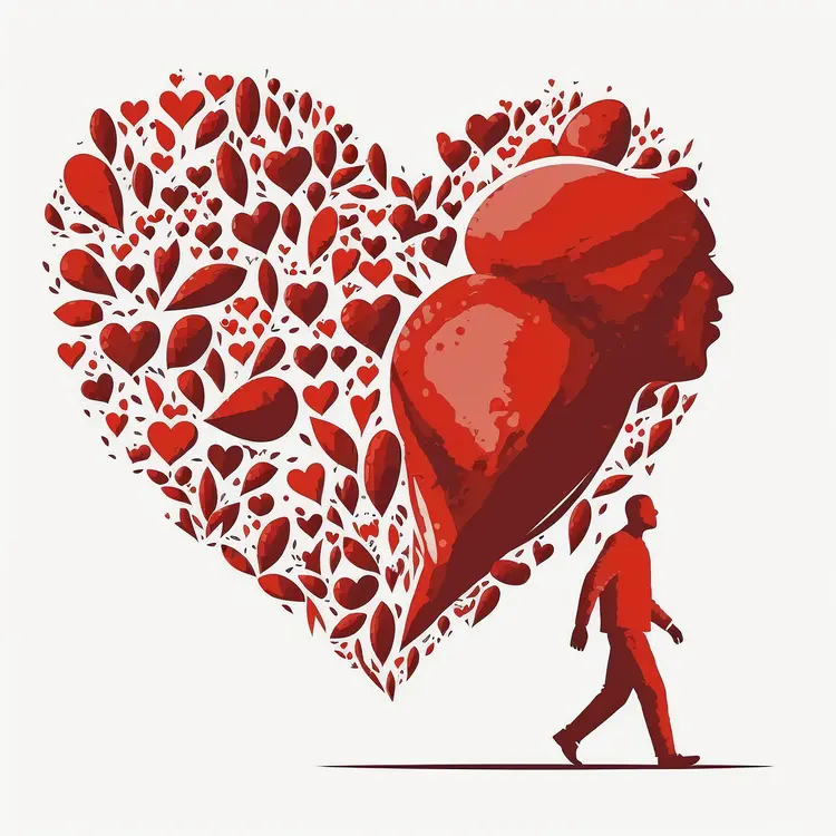 Silhouette of a Person with a Heart of Love
