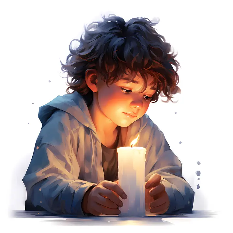 Curious Boy Holding Candle