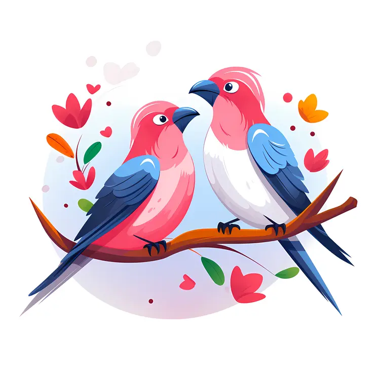 Colorful Love Birds Illustration for Valentine's Day