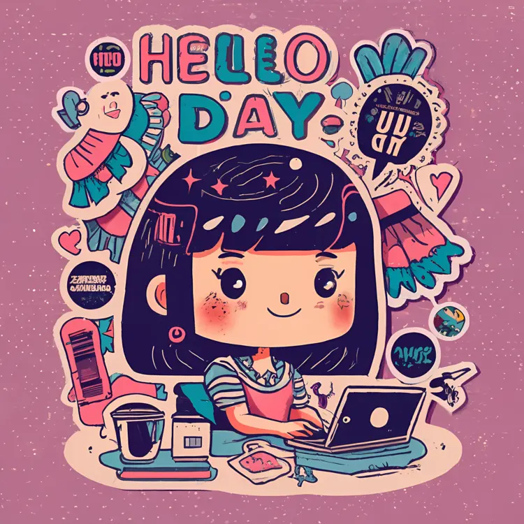Cute Girl with Laptop Saying Hello