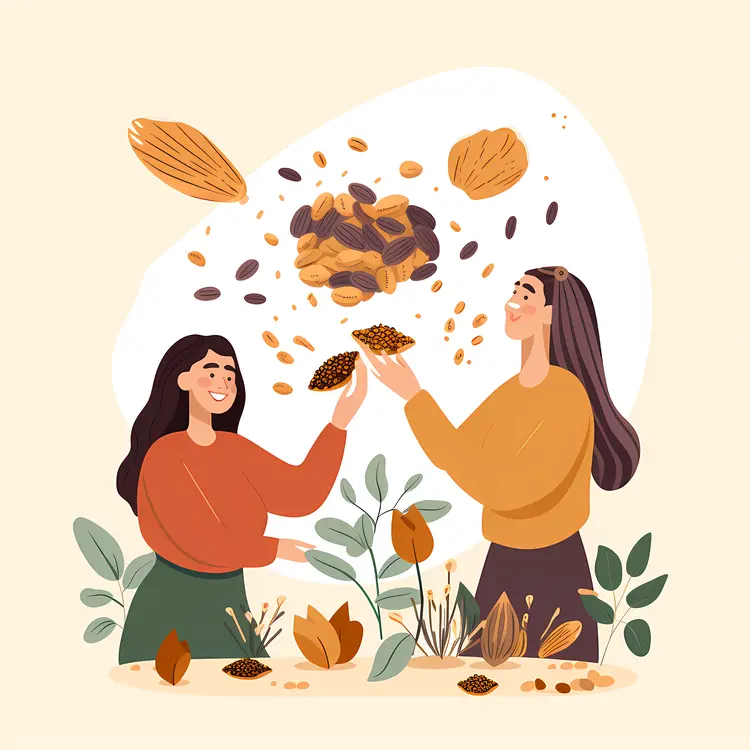 Women Playing with Seeds