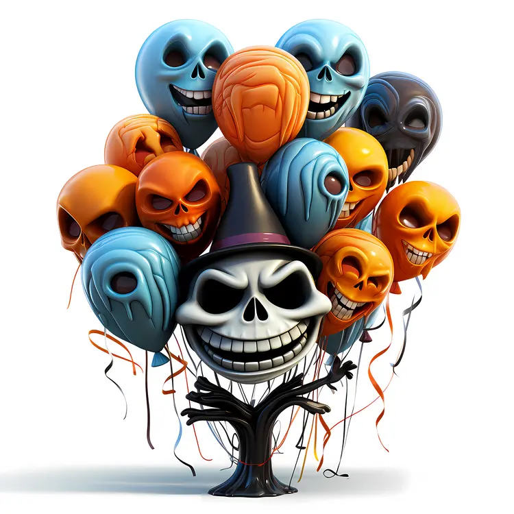Halloween Skull Balloons Illustration
