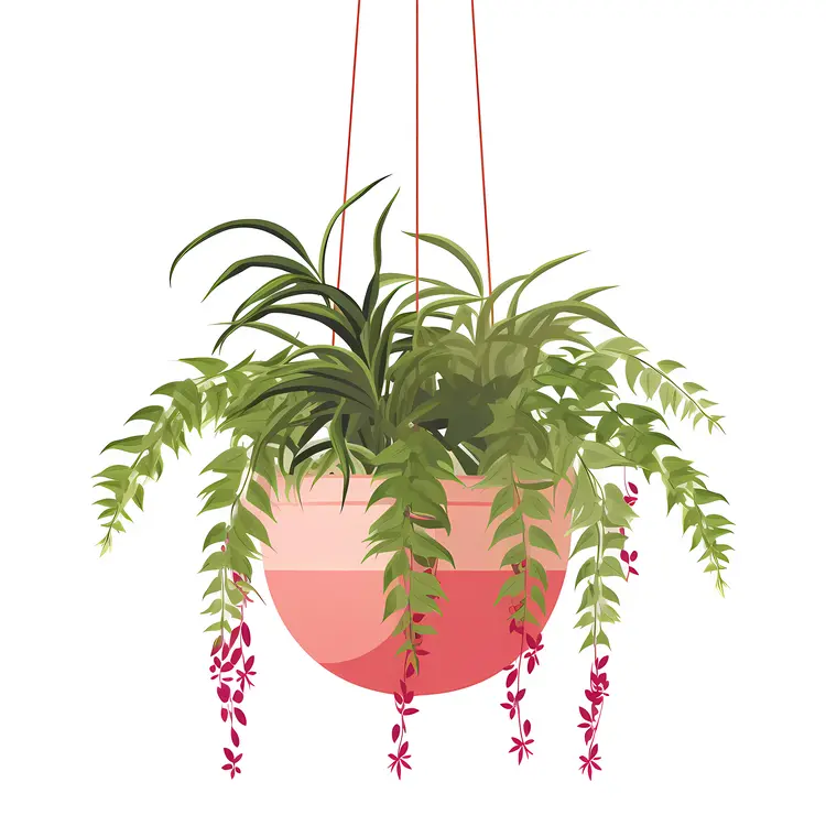 Hanging Plant with Pink Flowers in a Pot