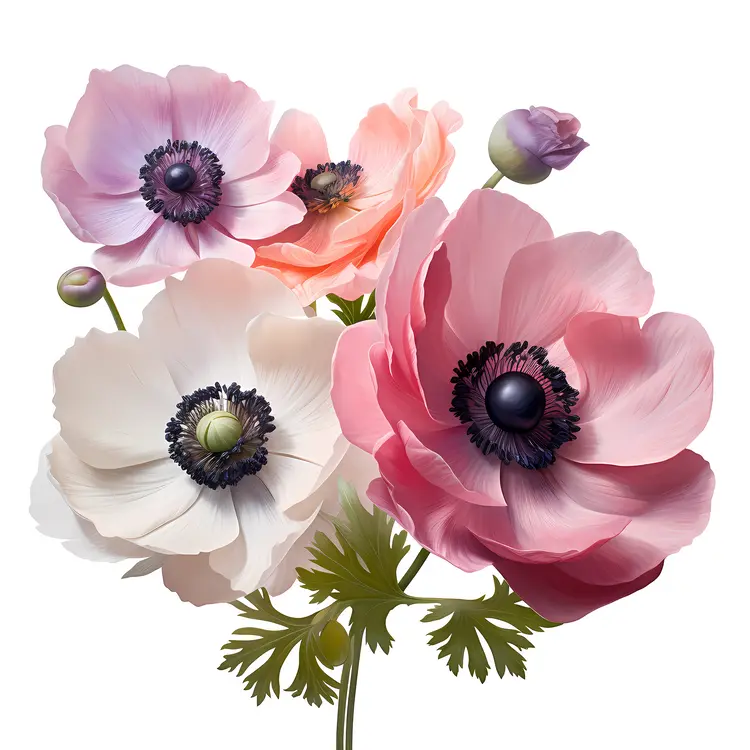 Beautiful Pink and White Anemone Flowers