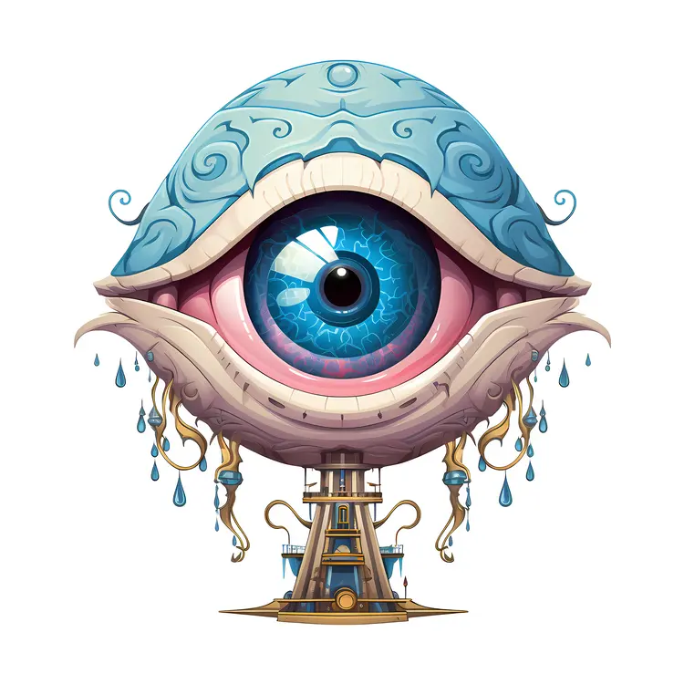 Surreal Fantasy Eye with Blue Frame and Dripping