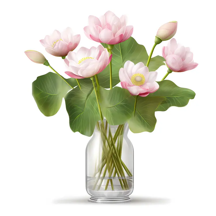 Beautiful Lotus Flowers in a Glass Vase