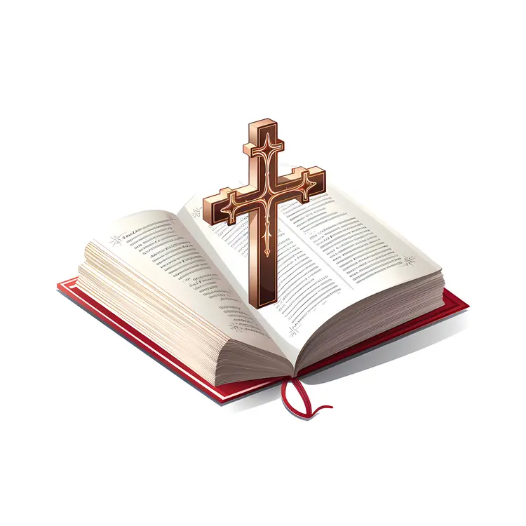 Bible with Wooden Cross and Bookmark