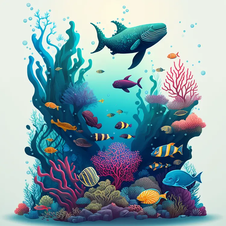Beautiful Coral Reef with Diverse Marine Life