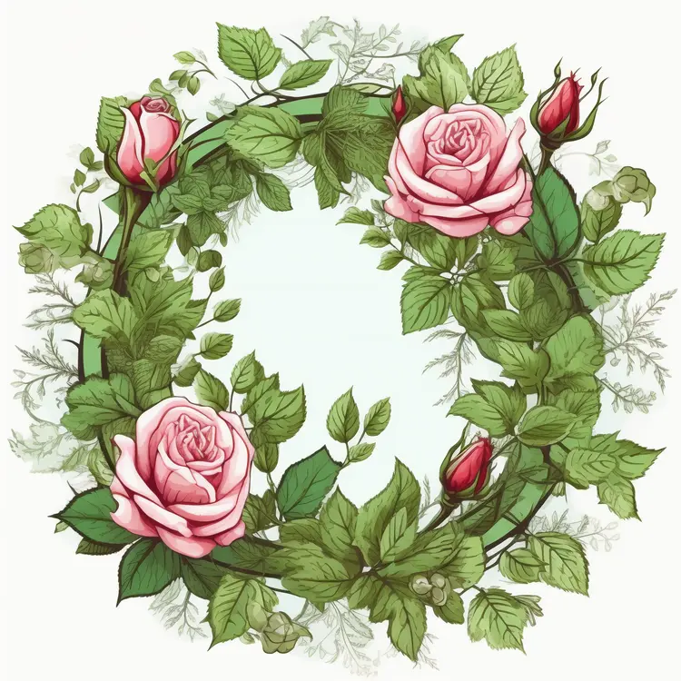 Beautiful Rose Wreath Illustration