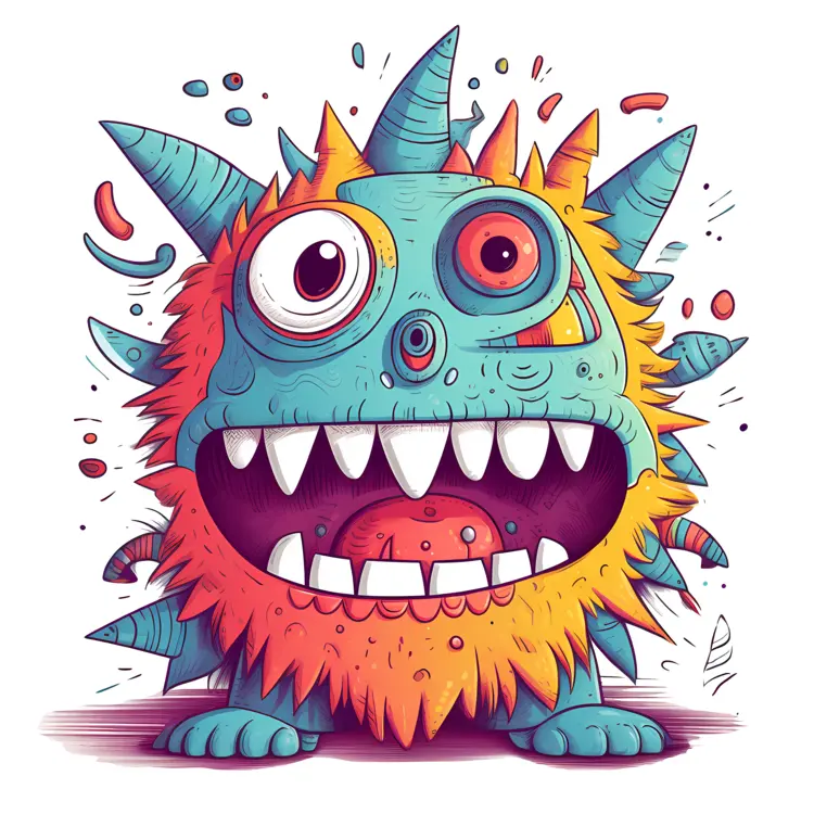 Colorful Spiky Monster with Big Teeth