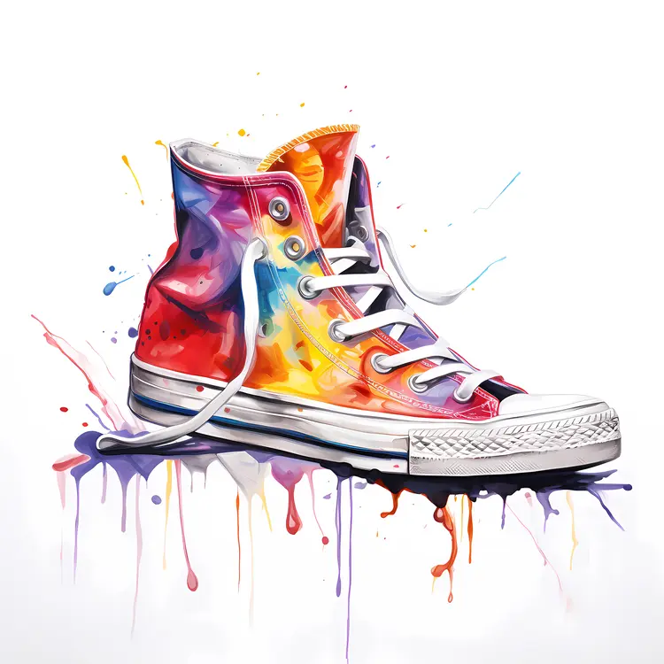 Colorful High-top Sneakers with Paint Splashes