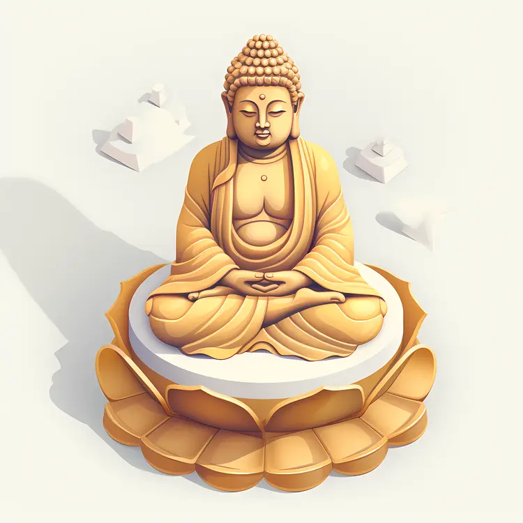Golden Buddha Statue on Lotus