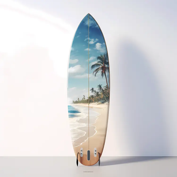 Beach Surfboard with Palm Trees
