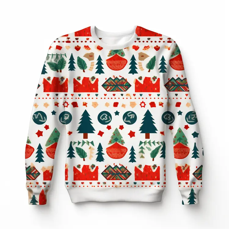 Festive Christmas Sweater with Holiday Patterns