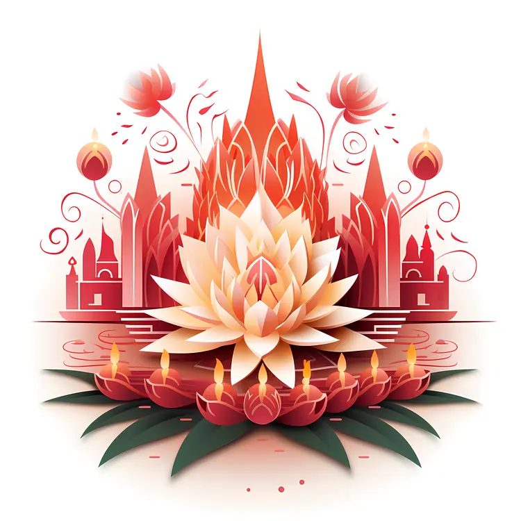 Red Lotus Flower with Candle