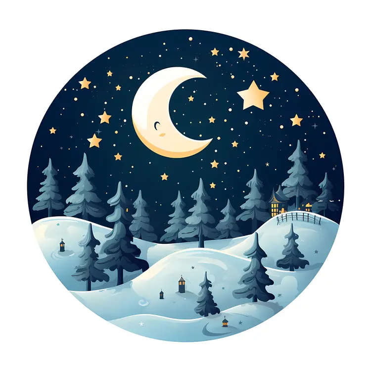 Moonlit Christmas Night Sky