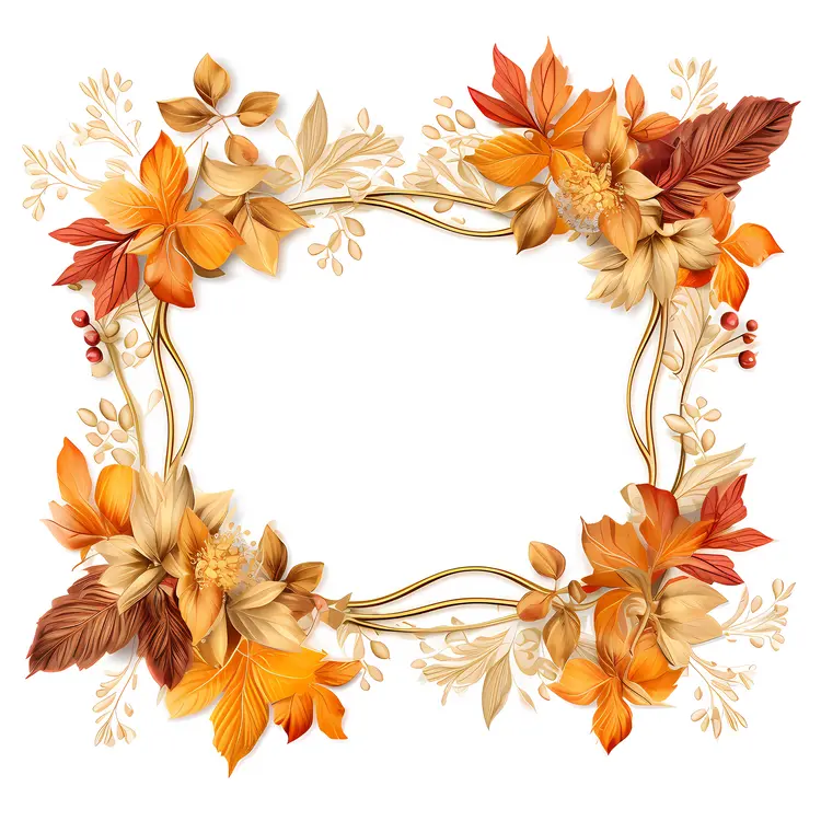 Elegant Autumn Leaves Frame